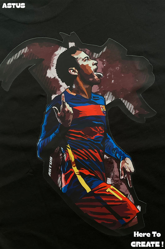 “G.O.A.T NEYMAR JR." Football Graphic Oversized fit T-shirt