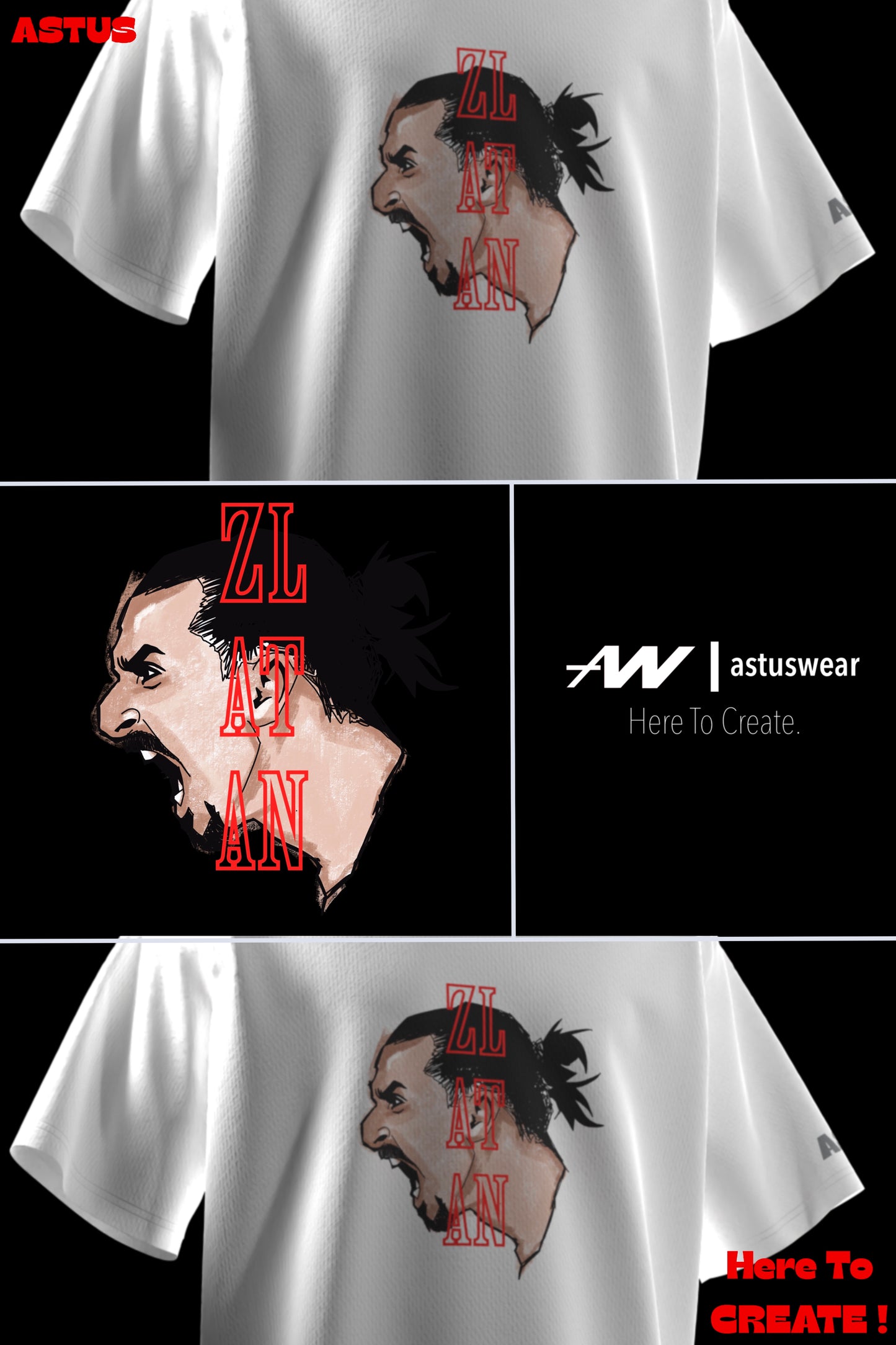“ZLATAN" Football Graphic Men's Oversized fit Cotton T-shirt