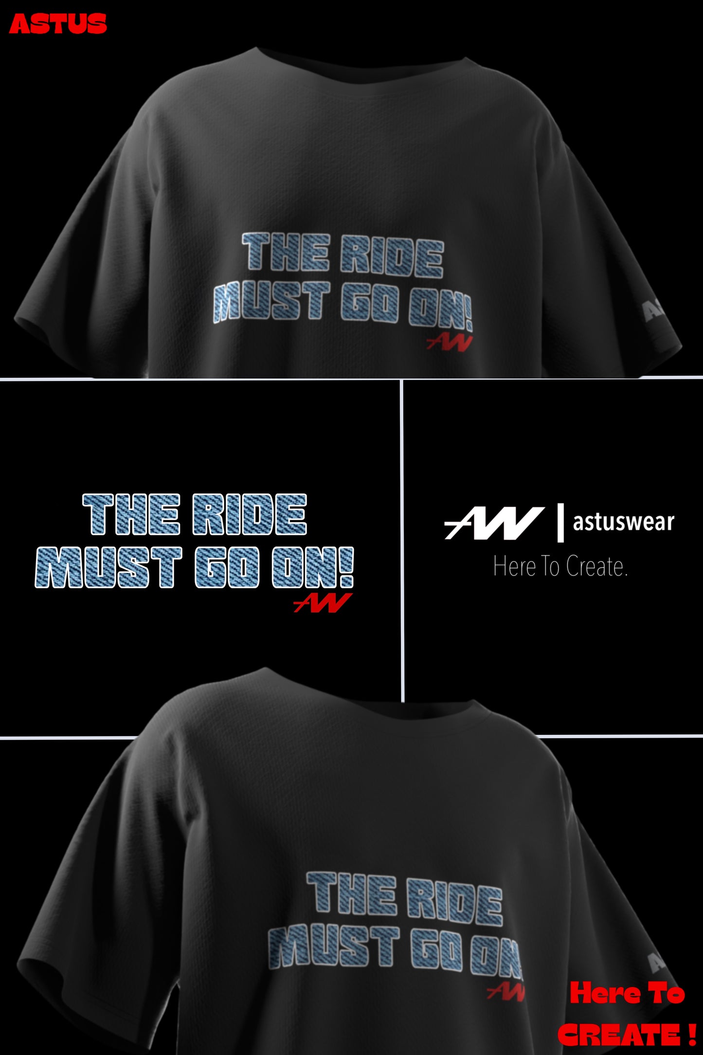 'The Ride Must Go On' Everyday Typographic Motorhead Oversized fit T-shirt