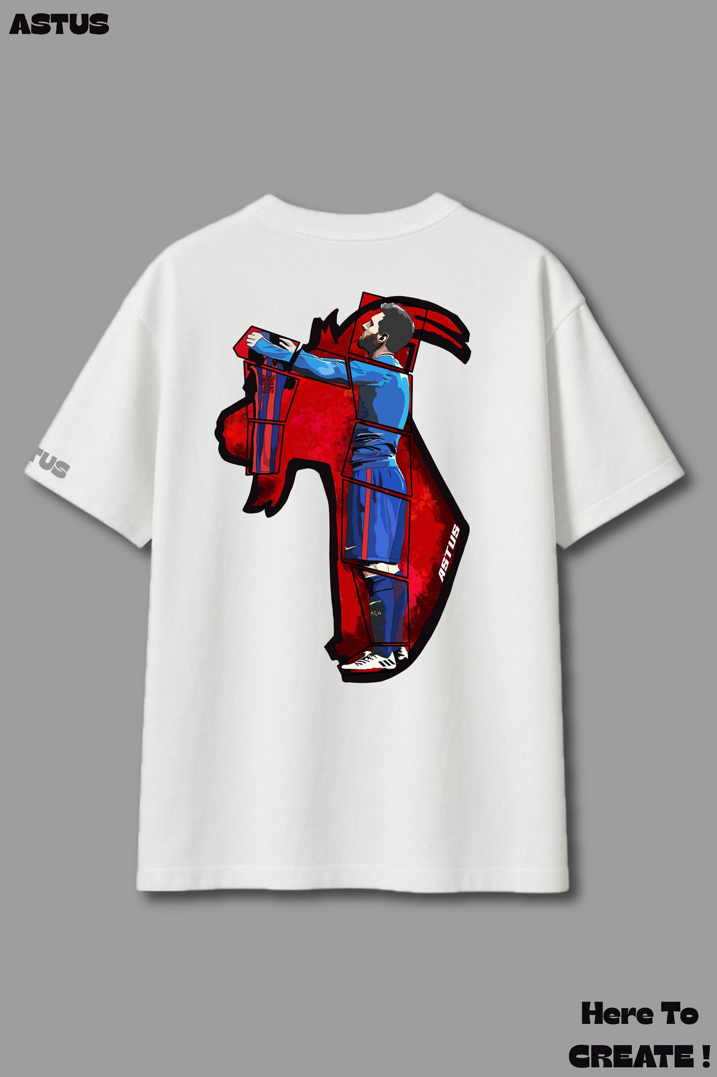 “G.O.A.T MESSI" Football Graphic Men's Oversized fit Cotton T-shirt