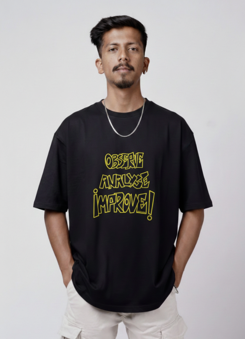 'THE IMPROVE' Everyday Typographic Men's Oversized fit Cotton T-shirt