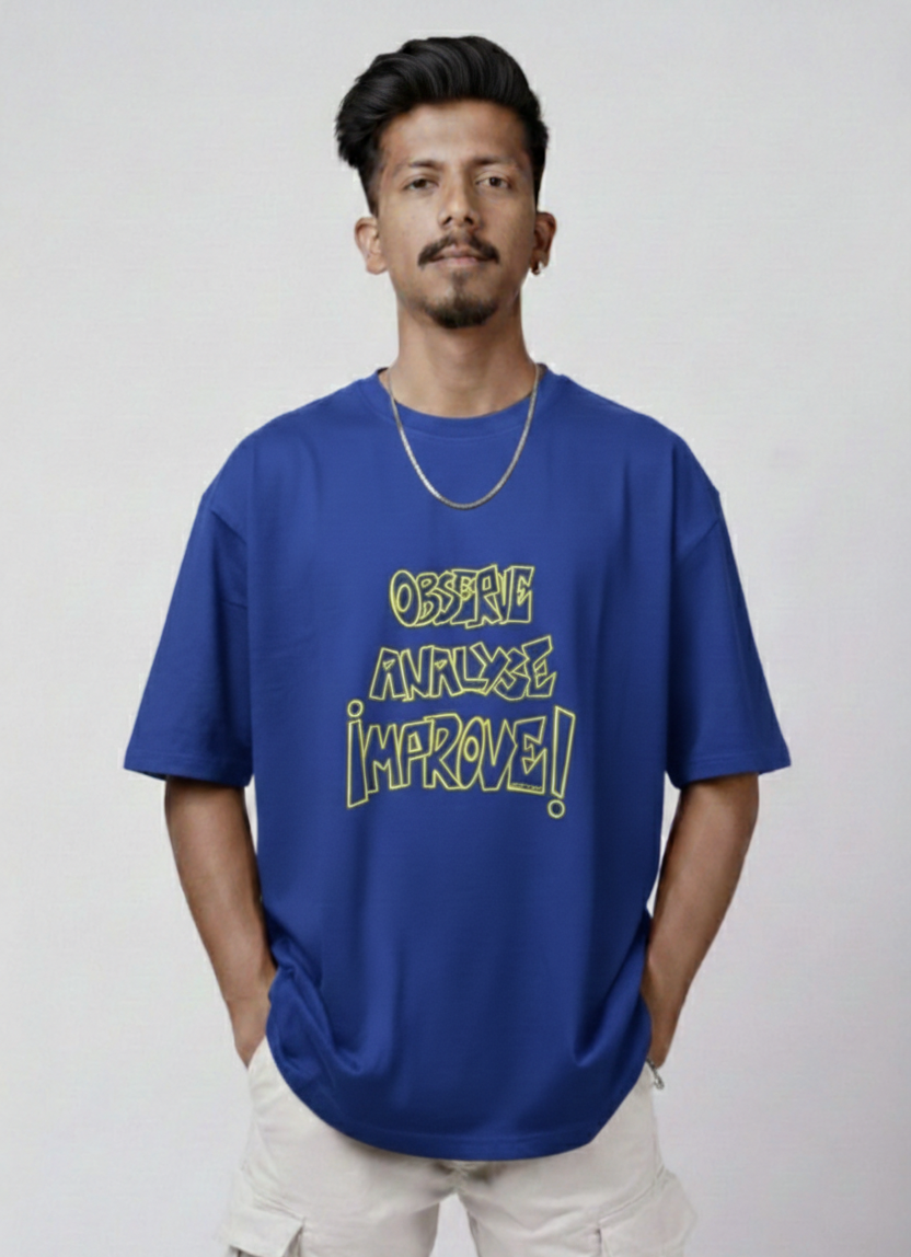 'THE IMPROVE' Everyday Typographic Men's Oversized fit Cotton T-shirt